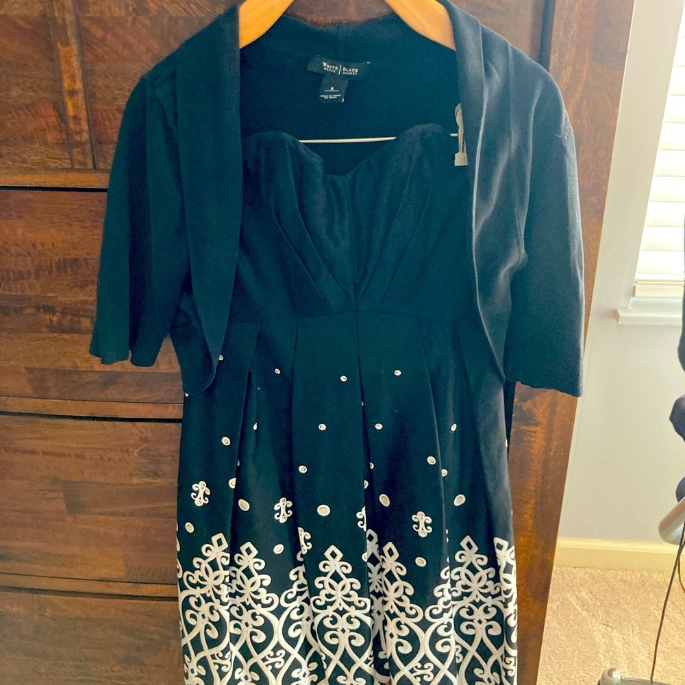 White House black market strapless dress w shrug